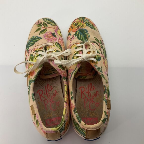 Keds Rifle Paper Collab Sz 6 Floral Canvas Sneakers Shoes Preppy Cottage* Read - Picture 8 of 15